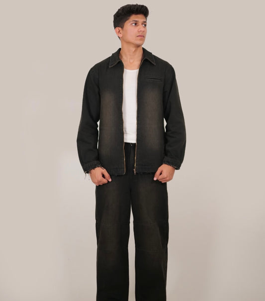 Brown Over Dyed Jacket and jeans set