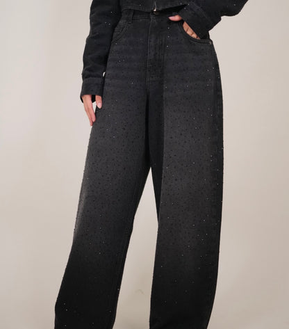 Black Rhinestones Cord Set