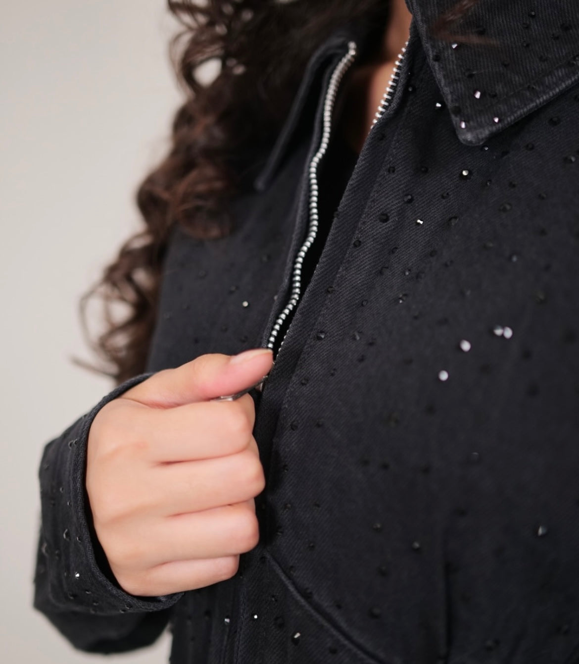 Black Rhinestones Cord Set